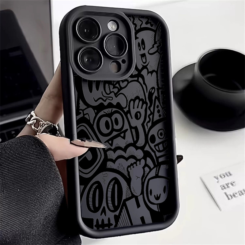 Phone Cases Xr Iphone - Black Graffiti Phone Case For iPhone